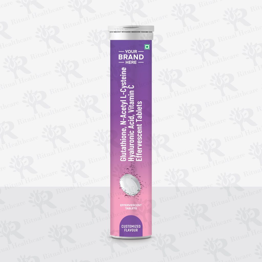 Glutathione, N-Acetyl L-Cysteine, Hyaluronic Acid, Vitamin C Effervescent Tablets